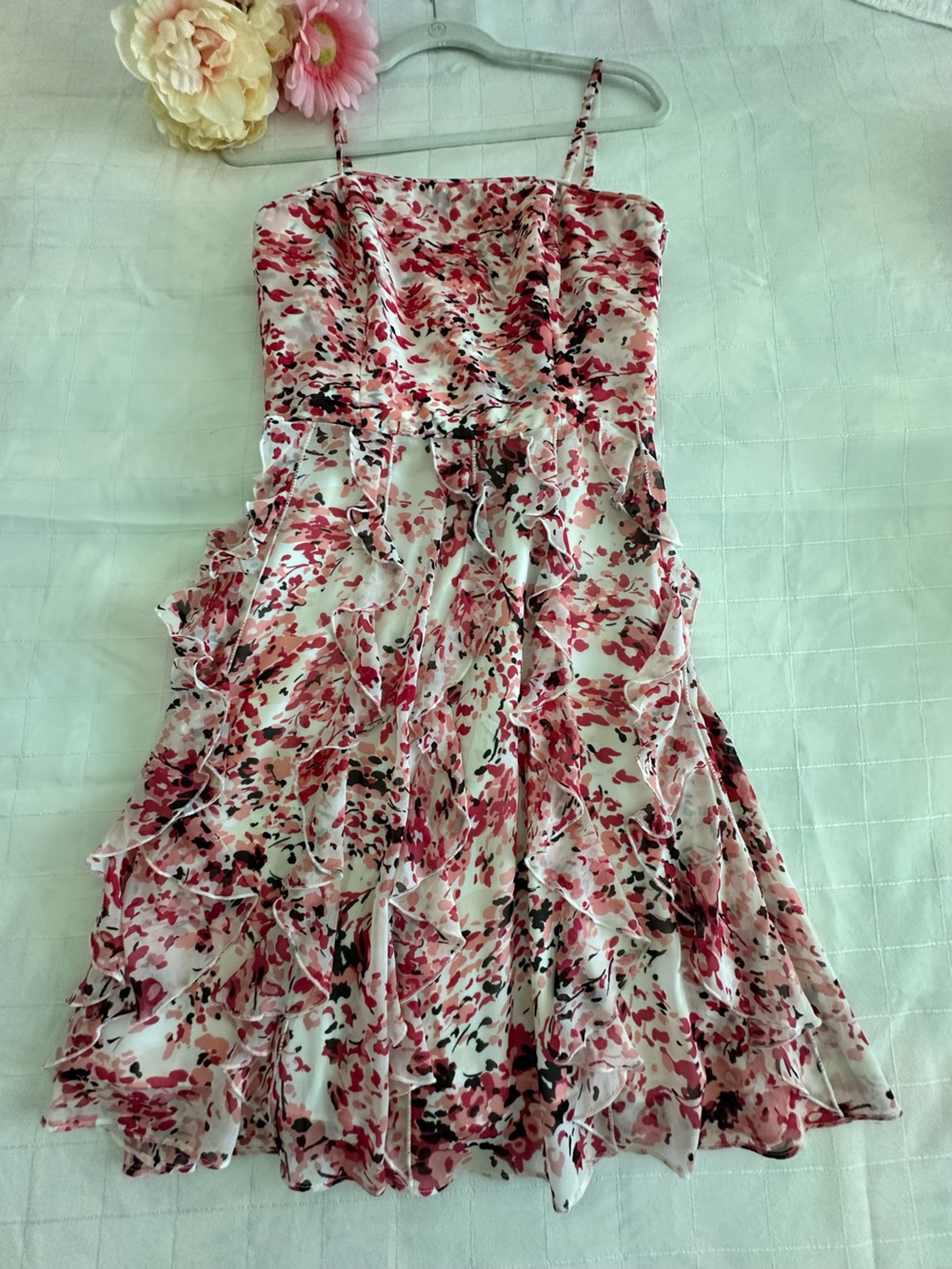 WHBM Floral Pink Ruffle Sundress - Women's Summer Dress